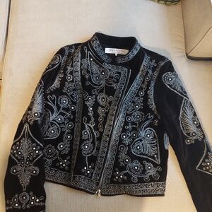 Free People Black Embroidered Jacket